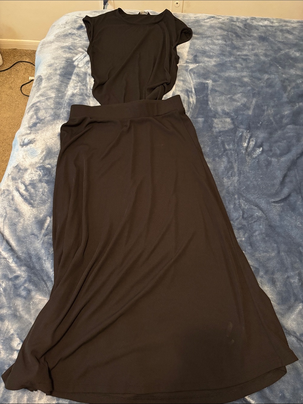 Women’s Black Maxi Skirt and Top Set